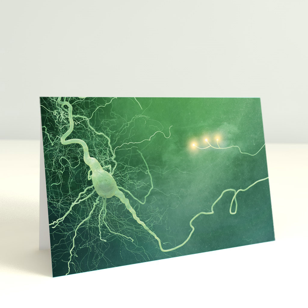 Greeting card fold 'Neuron phone home'